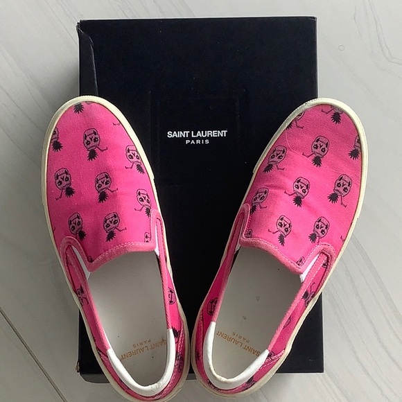 Saint Laurent Pink Skull Pineapple Running Shoes - Picture 2 of 4